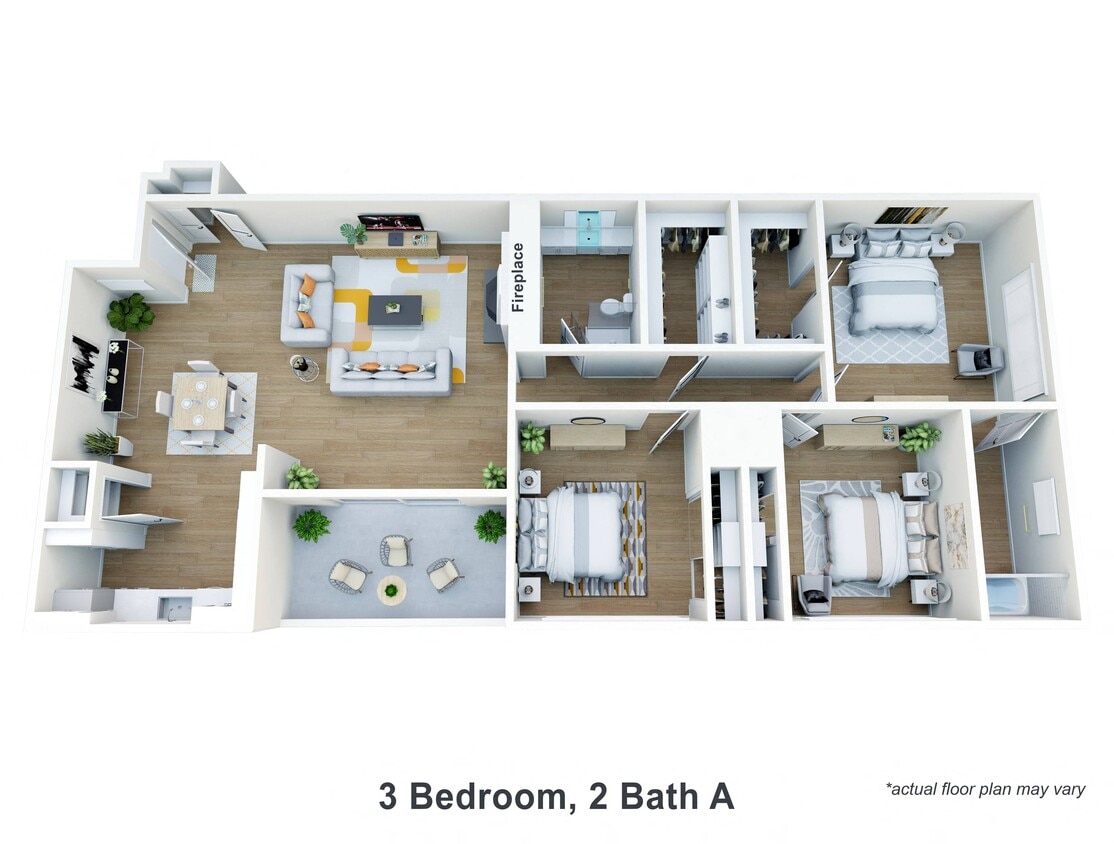Floor Plan - Three Bedroom, Two Bath