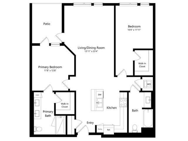 2-F 2 bed 2 bath 1184 - 2-F
