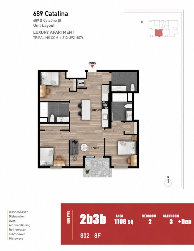 Floor Plan - D2 - 3 Bed 3 Bath