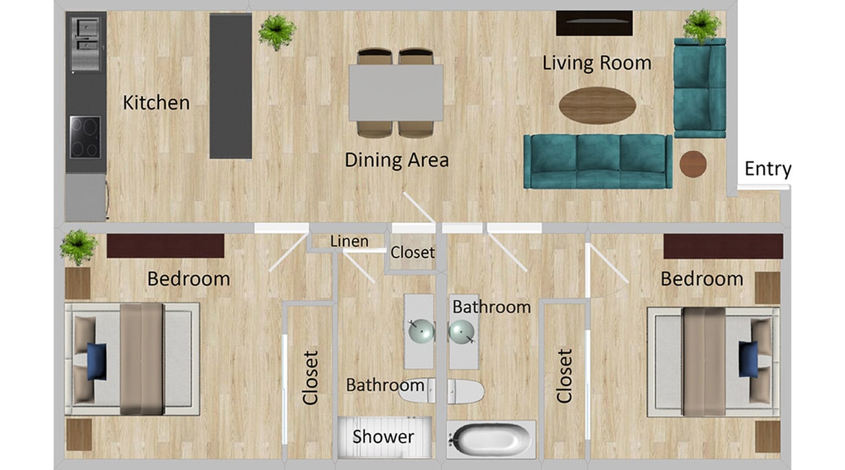Fletcher 2 Bedroom - 2x2R