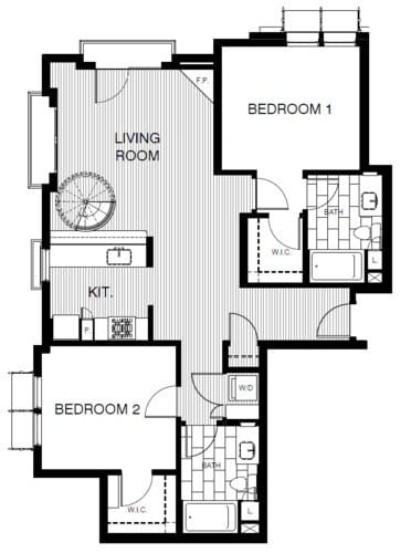 Floor Plan - 2x2 Loft 1193