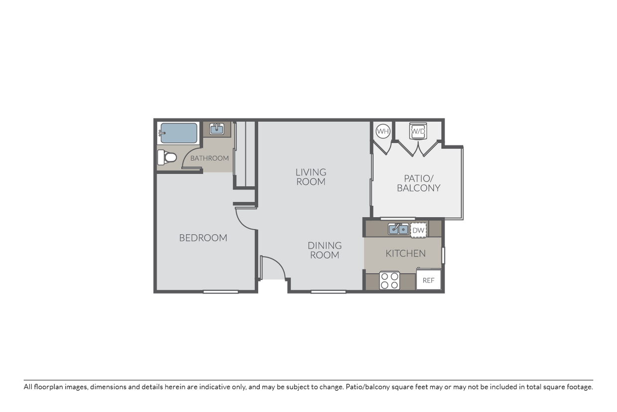 Floor Plan - 1 Bed 1 Bath (A1)