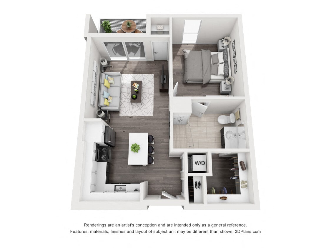 Floor Plan - 1 BD/1BA - B1