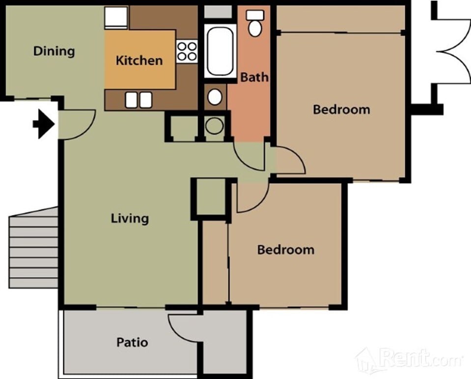 Floor Plan - 2 Bedroom 1 Bathroom ( Upstairs)