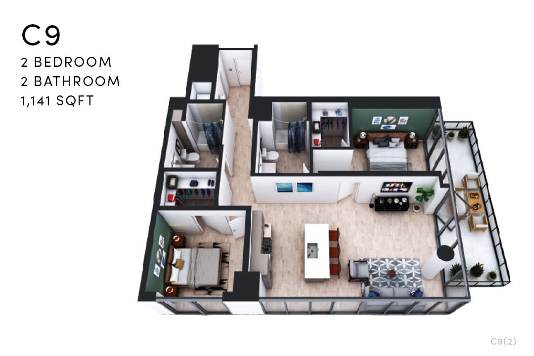 Floor Plan - C9 2 Bedroom