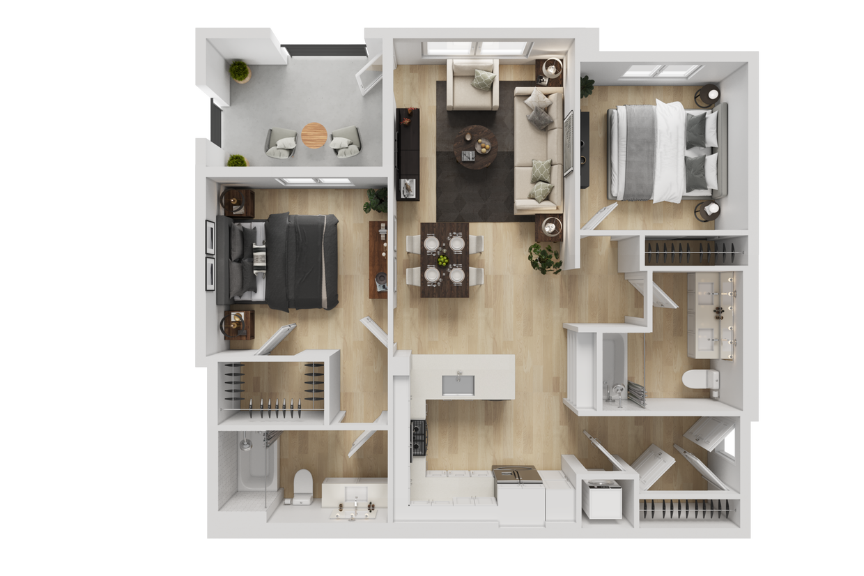 Floor Plan - 2BD, 2BTH B2