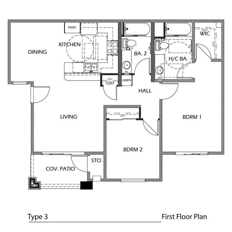 Floor Plan - 2 Bedroom 2 Bath