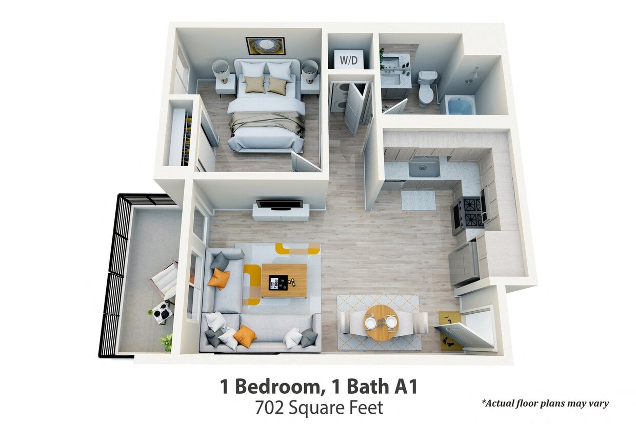 Floor Plan - 1 Bed, 1 Bath A1