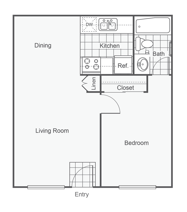 Wisteria | 1-Bedroom Floorplan - Wisteria