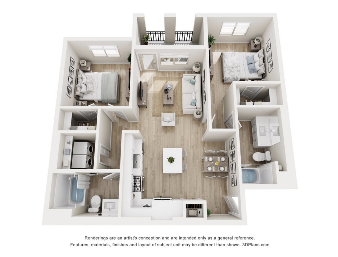 Floor Plan - 2 BD, 2BTH B1