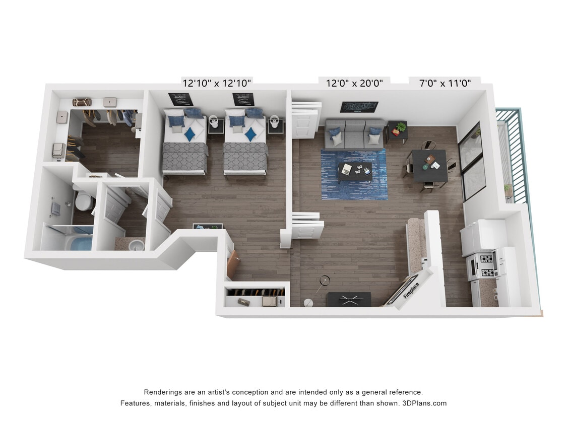 Floor Plan - 1 Bedroom Junior - Floor Plan C