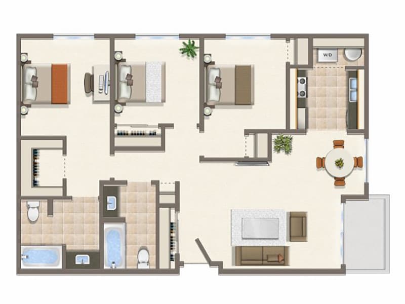 Floor Plan - 3 bed 2 bath