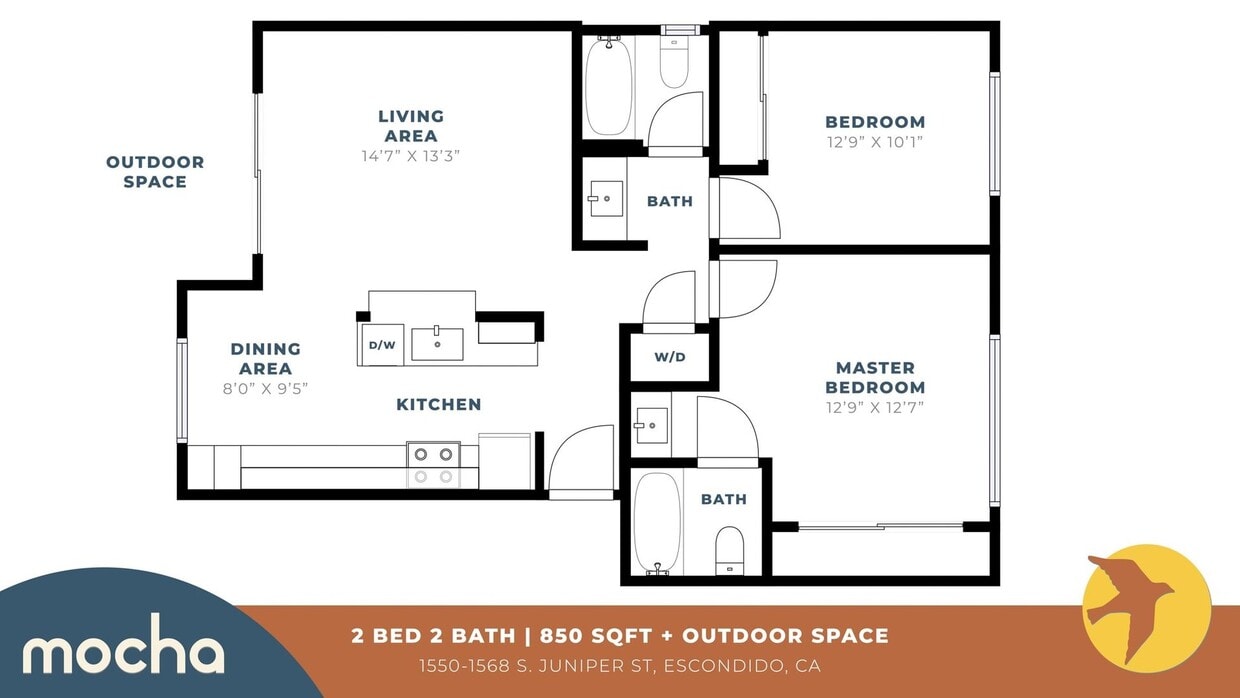 Floor Plan - 2 bd b bath 860sqft