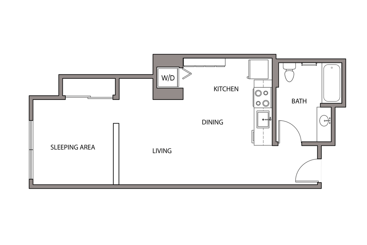 Floor Plan - Unfurnished Jr. One Bedroom One Bathroom