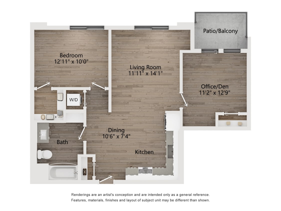 Floor Plan - 1 BR + Den TYPE P