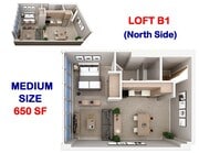 Loft B1 - 650 SF (North Side) - Panorama Tower Apartments