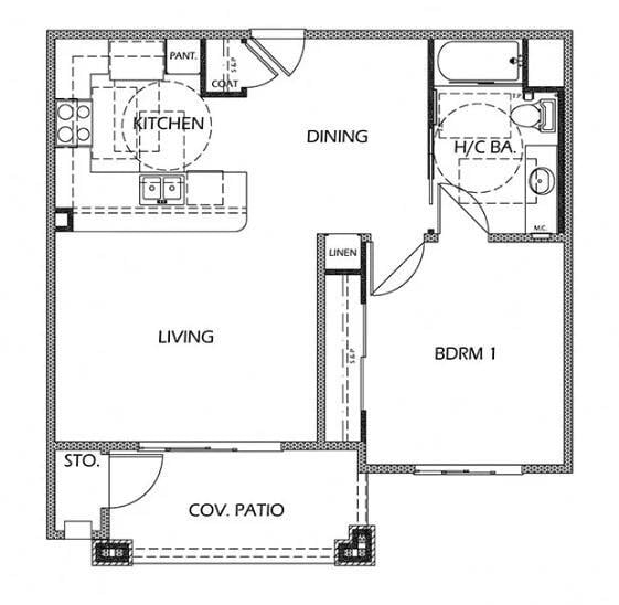 Floor Plan - 1 Bedroom 1 Bath
