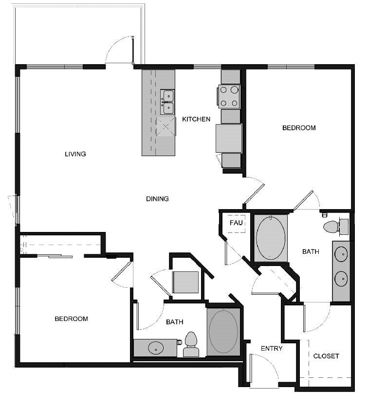 Floor Plan - B5 Two Bed  2 Bath