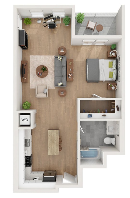 Floor Plan - 1 Bed 1 Bath - 784 sqft