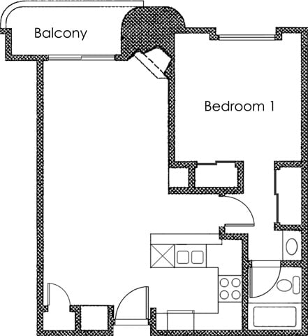 Floor Plan - 1BR 1BA - FLOOR PLAN A - 1400 MIDVALE