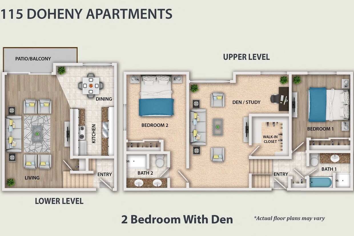 Floor Plan - 2 Bedroom + Den, 2 Bath