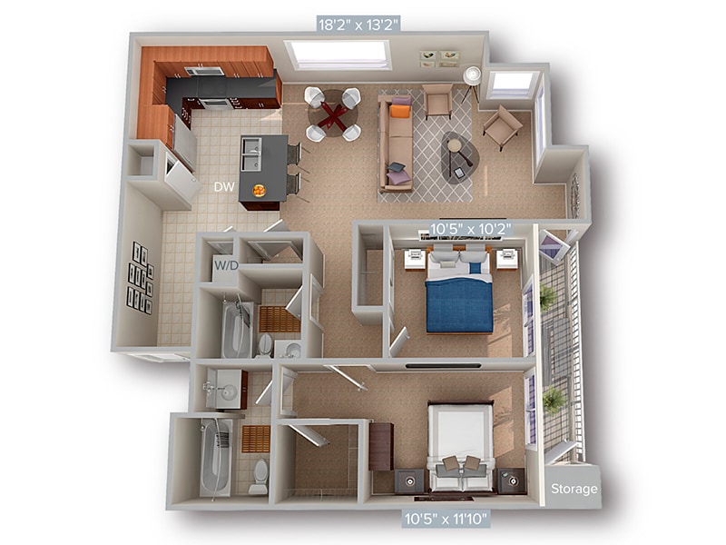 Floor Plan - 2 Bed 2 Bath 1118