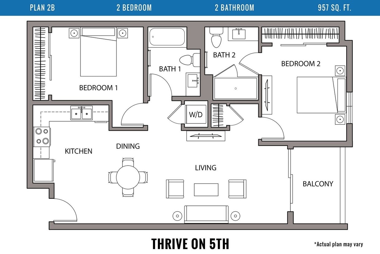 Floor Plan - 2 Bedroom, 2 Bath B