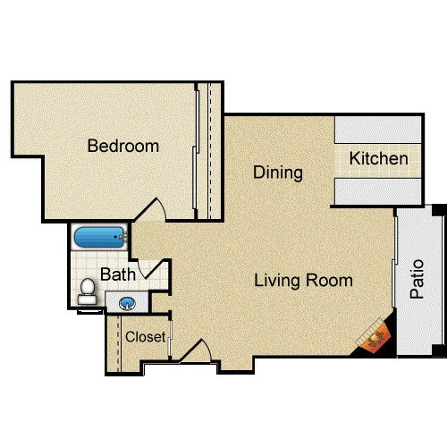 Floor Plan - 1BR 1BA - FLOOR PLAN H - 972 HILGARD