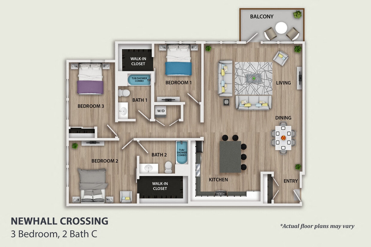Floor Plan - 3 Bedroom, 2 Bath C