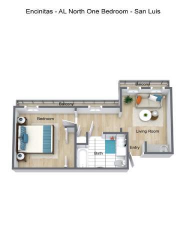 Floor Plan - One Bedroom/One Bath