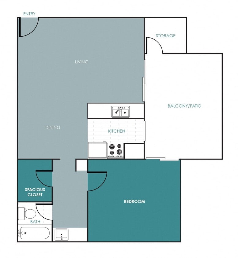 Floor Plan - 1 Bedroom 1 Bath - 11A