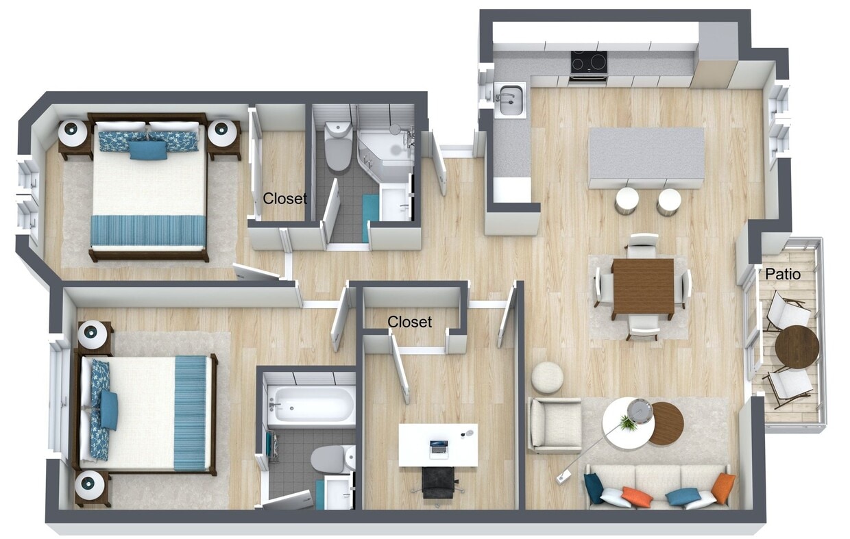 Floor Plan - 2 Bed/2Bath + Den