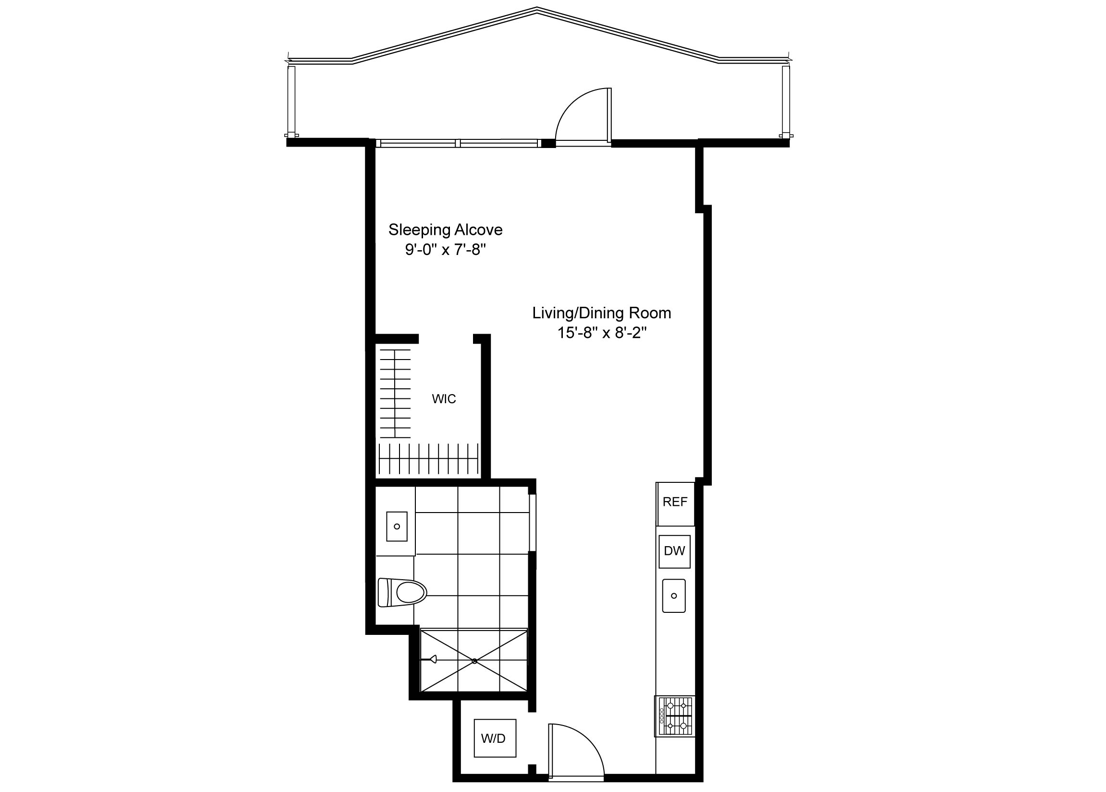 Floor Plan - Studio / 1 Bathroom