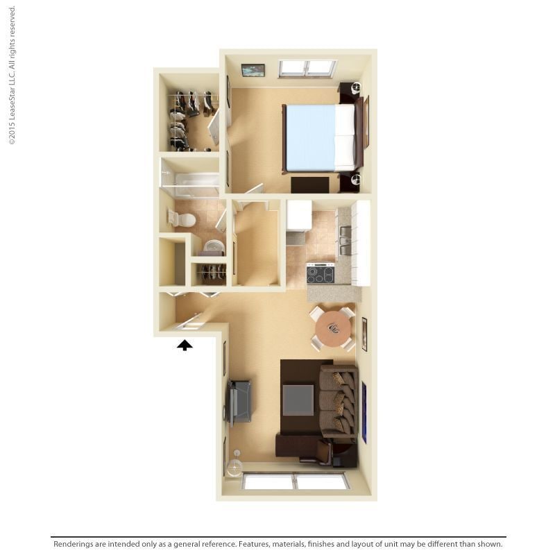 Floor Plan - Medium 1 Bed 1 Bath Cozy