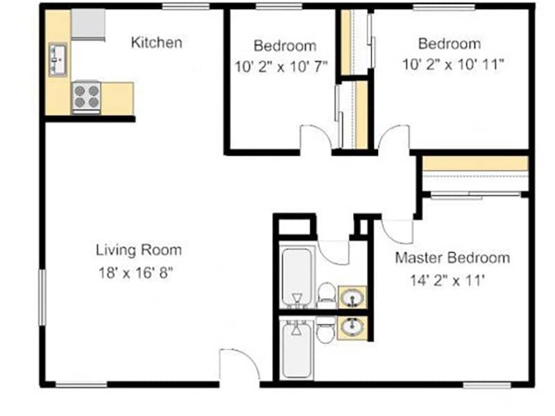 Floor Plan - 3 Bedroom 2 Bathroom R