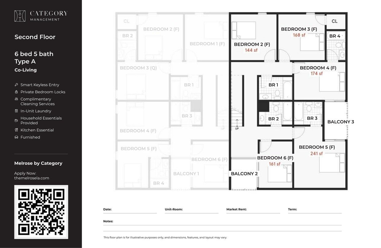 Suite 1 – Private Bedrooms in 6 Bed 5 Bath Co-Living Apartment - 6 Bed 5 Bath - A