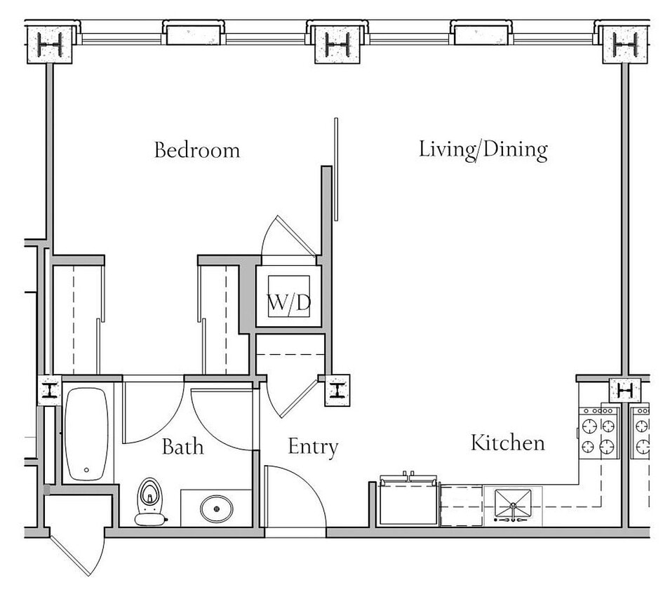 1 BR x 1 BA - C Floorplan - 1 BR x 1 BA - C