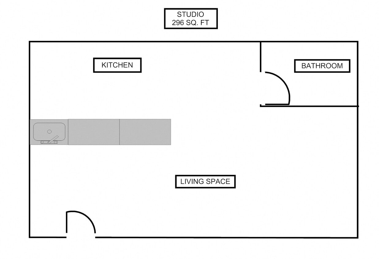 Floor Plan - 0 Bed 1 Bath Studio - 3351 Marine