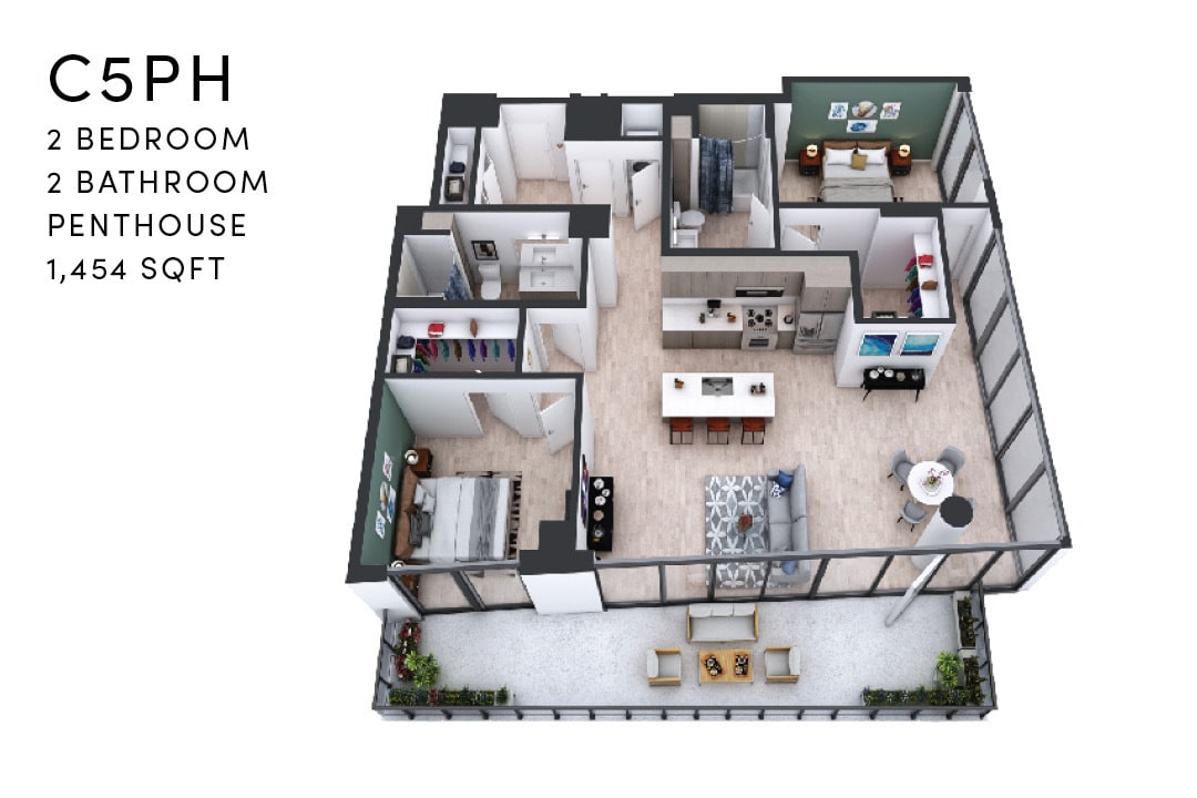 Floor Plan - C5PH 2 Bedroom