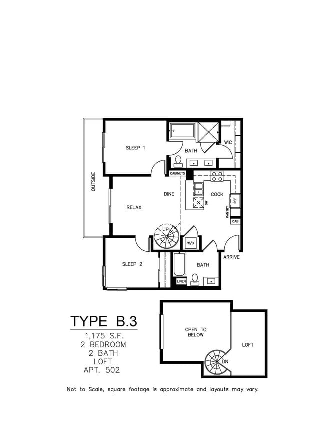 Floor Plan - Unit Type: B3 Penthouse | 2 Bedroom + Loft | 2 ...