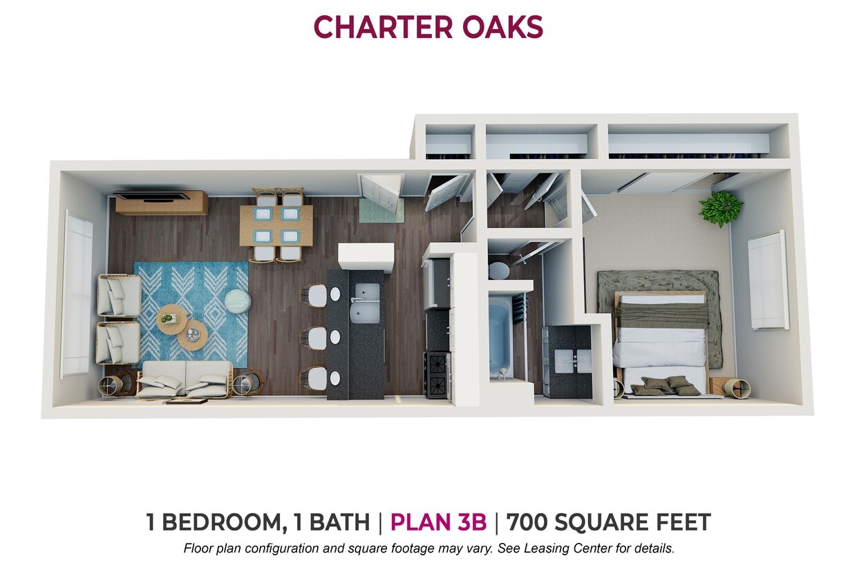 Floor Plan - One Bedroom Plan 3B