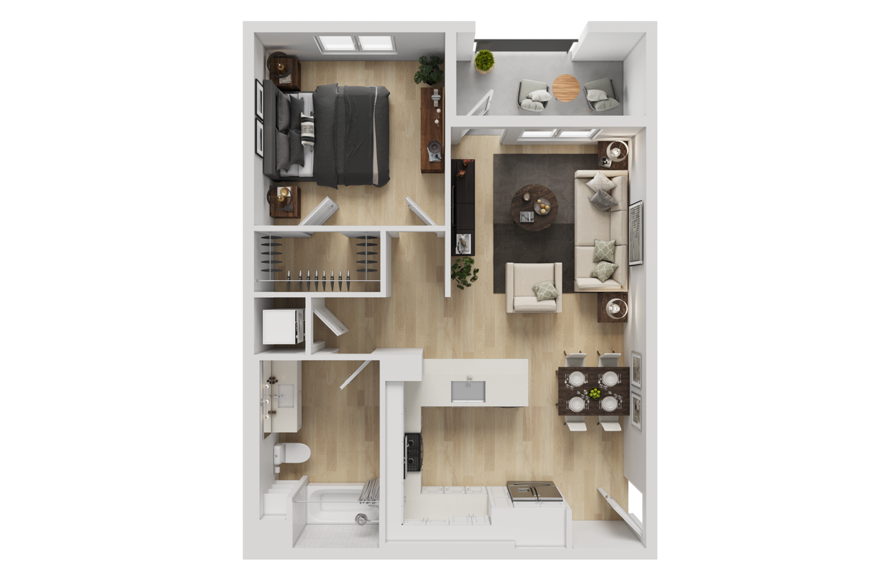 Floor Plan - 1BD, 1BTH A2