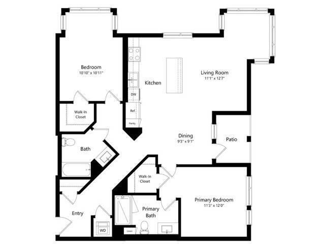 2-B.5 2 bed 2 bath 1168 - 2-B.5