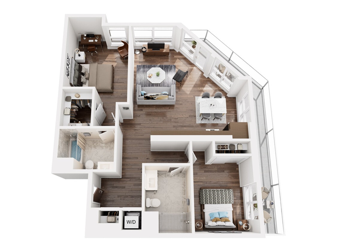 Explore the vibrant flow of this urban apartment, blending style with practicality. - 2bF