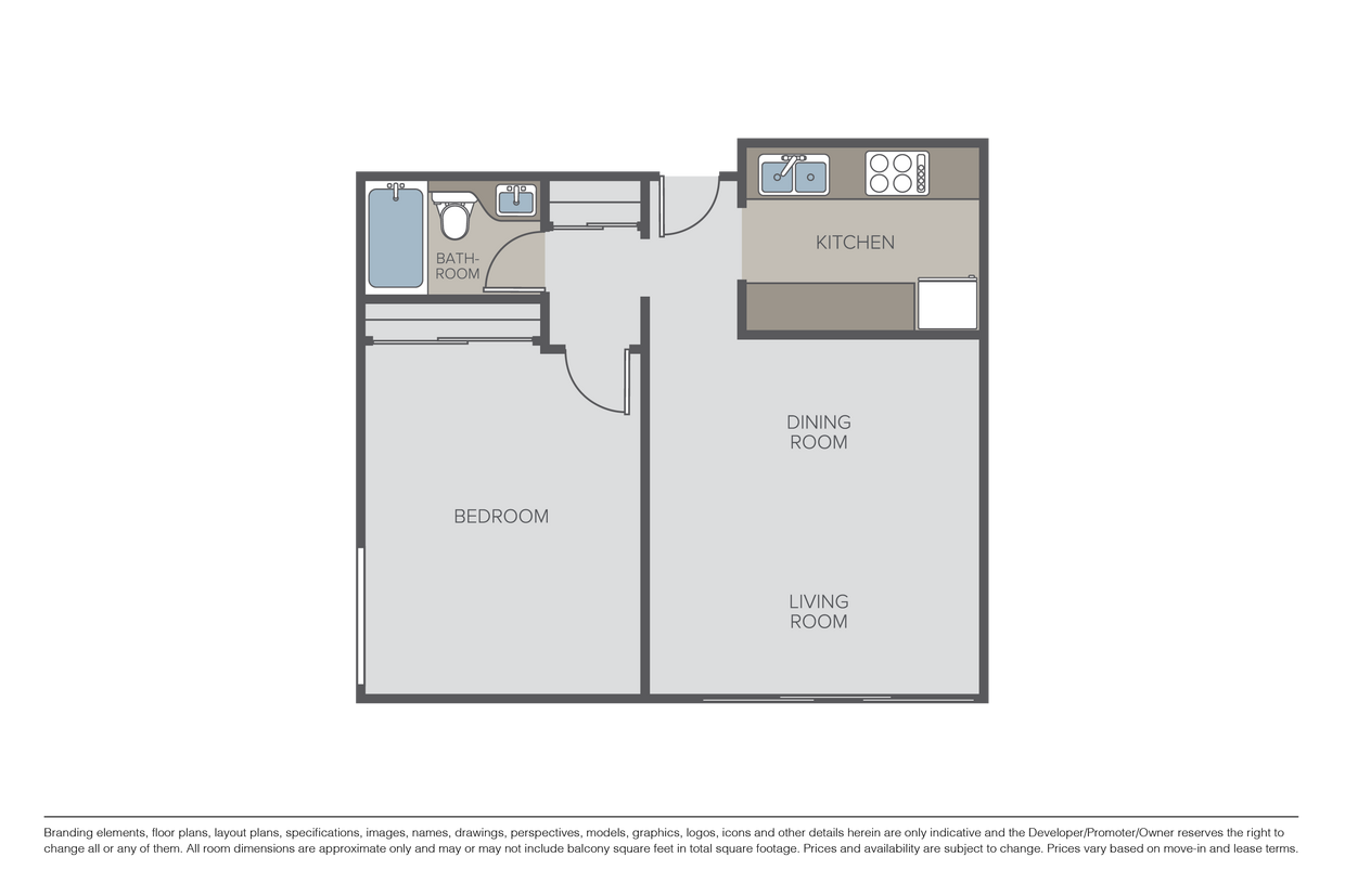 Floor Plan - 1 Bed 1 Bath
