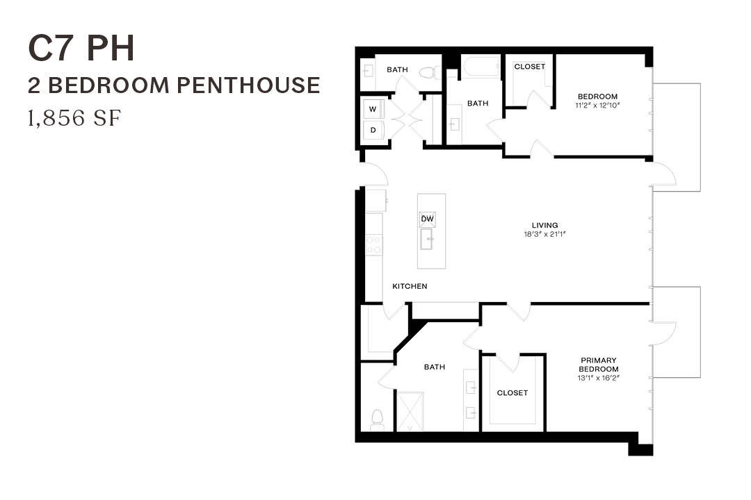 Floor Plan - Two Bedroom Penthouse C7 PH