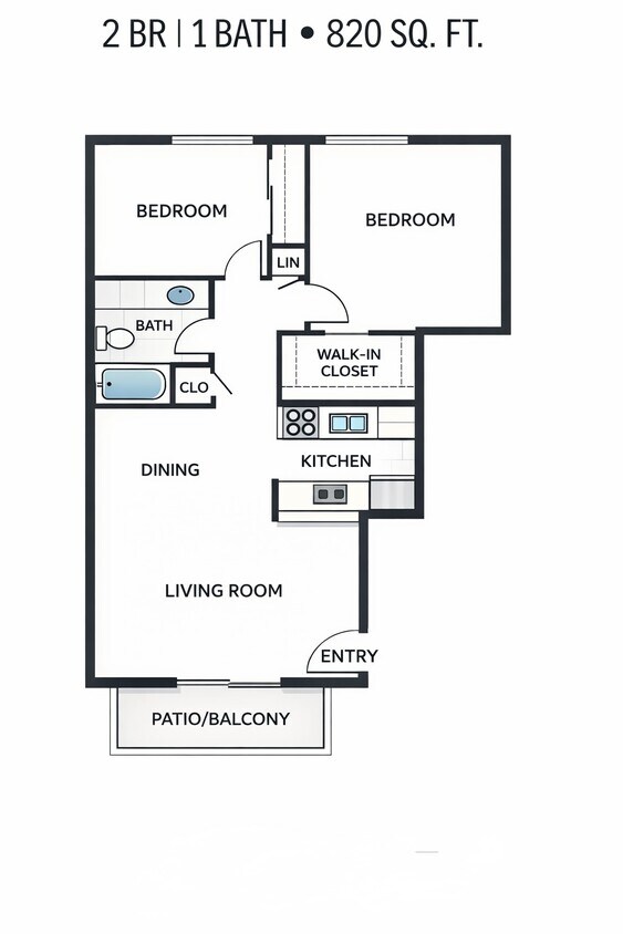 Floor Plan - 2 Bed 1 Bath