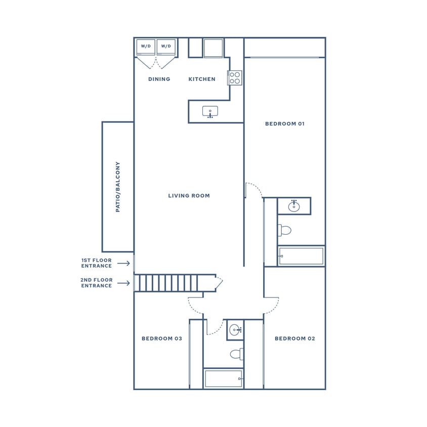 Floor Plan - 3 bed, 2 Bath - C2 (Camino Real)