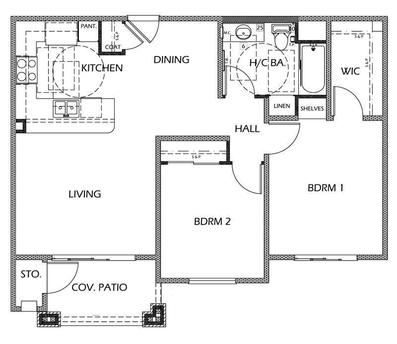 Floor Plan - 2 Bedroom 1 Bath