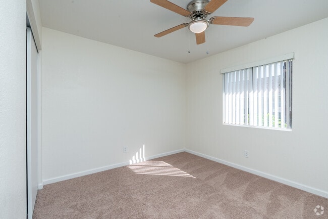 2BR, 1BA - 700SF - Primary Bedroom - Eucalyptus Apartments